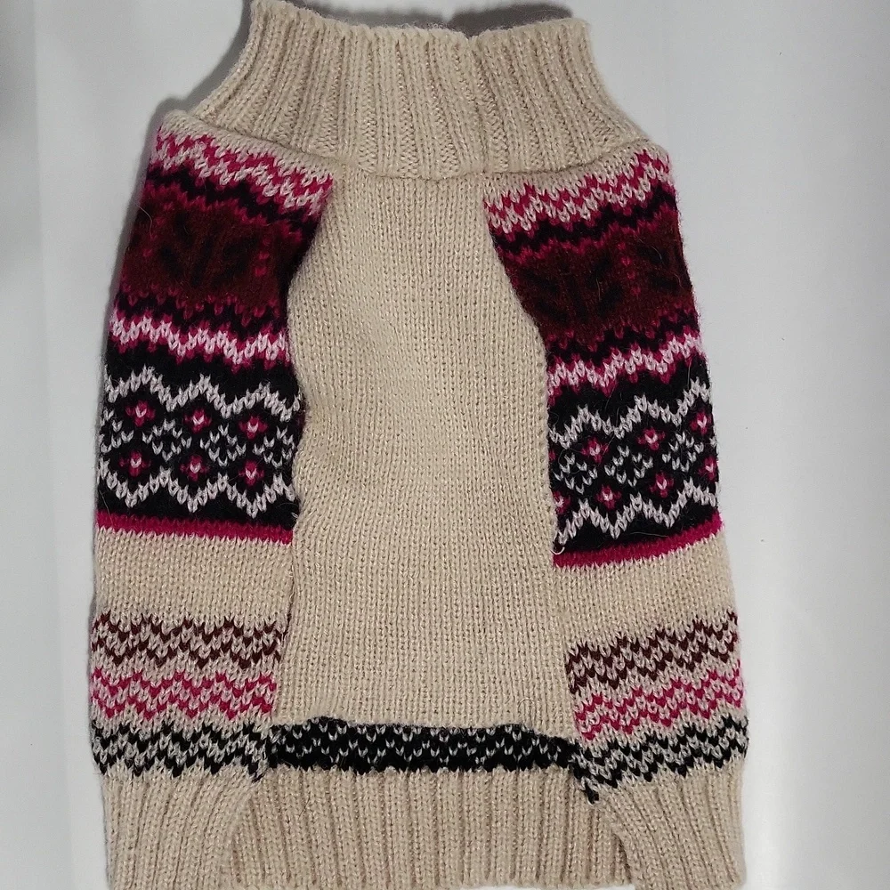 Cozy Knit Dog Sweater in Pink and Cream
